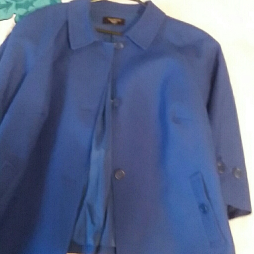 Talbots size 12 14 3/4 sleeve electric blue jacket